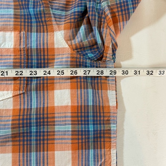 Red Head Shirt Short Sleeve Men's 3XL Orange Blue Madras Plaid Button Up - Picture 5 of 8